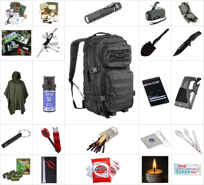 Zaino di evacuazione AZYMUT SURVIVAL, 24 elementi – 100 strumenti/funzioni, immagine 1 di 50