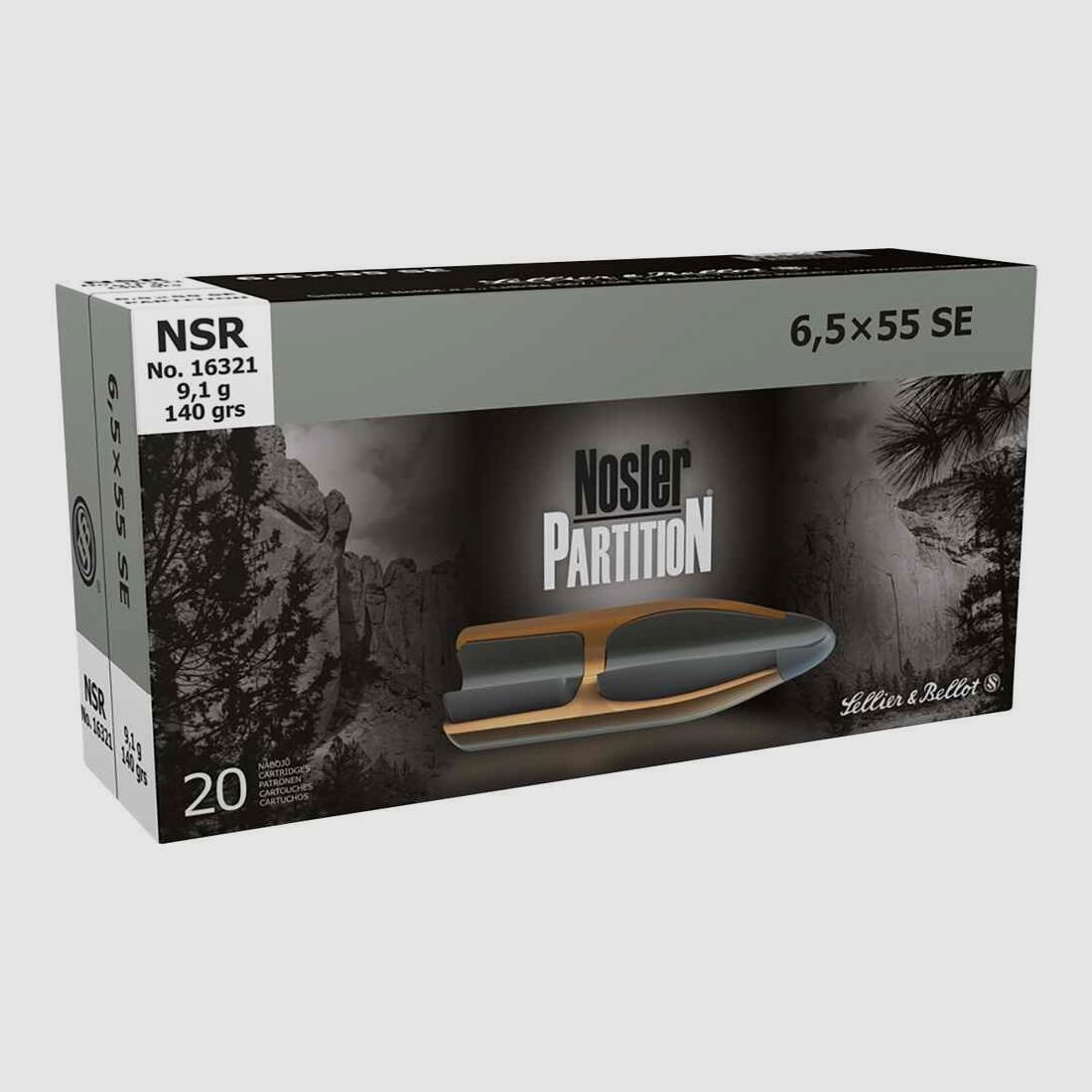6.5x55 Nosler Partition 9.1g/140grs. Sellier & Bellot