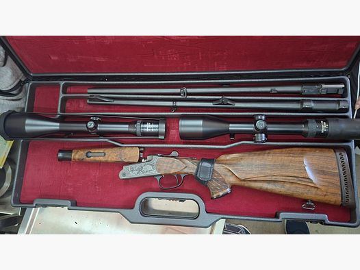 Blaser K95 30-06 mit Wechsellauf .222 und 2 Zeiss Objektiven und 1x Rotpunkt / Merkel 20/76 / S&W .357 Magnum / Waffenschrank A/B