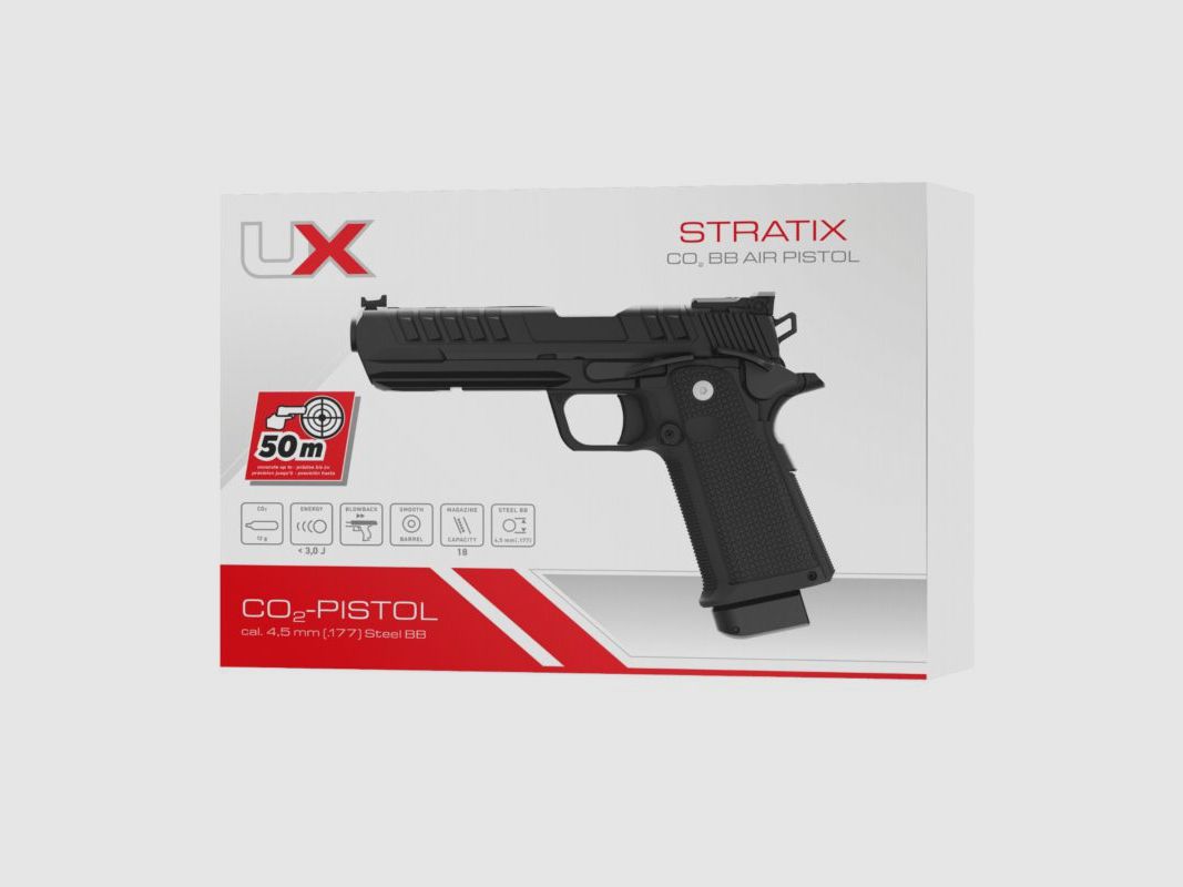 Umarex UX Stratix BLK, Kal. 4,5 mm, BB, Co2, 3 Joule, 18 Schuss, Bild 20 von 20