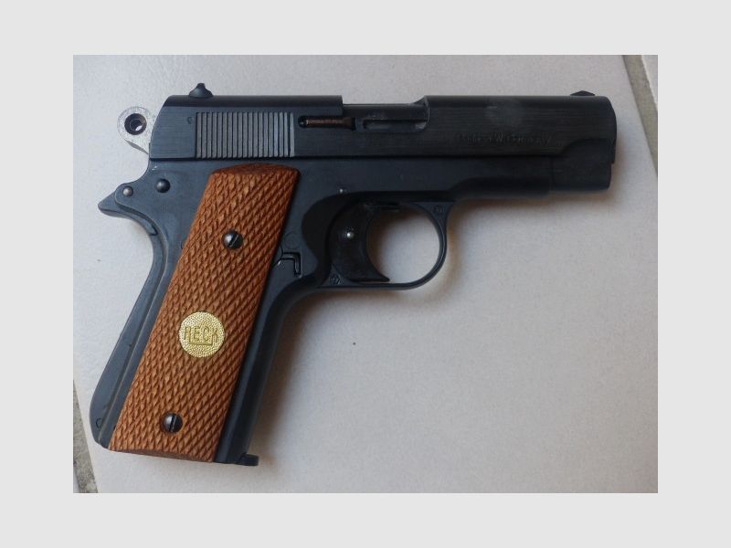 RECK COMMANDER (small 1911) Cal. 8mm k West Germany with magazine, blank firing adapter A, wooden grip panel