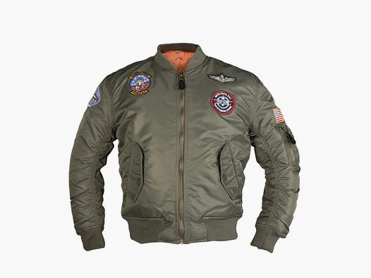 Mil-Tec Giacca da Volo per Bambini MA1 Kids con Distintivo - Oliva / L