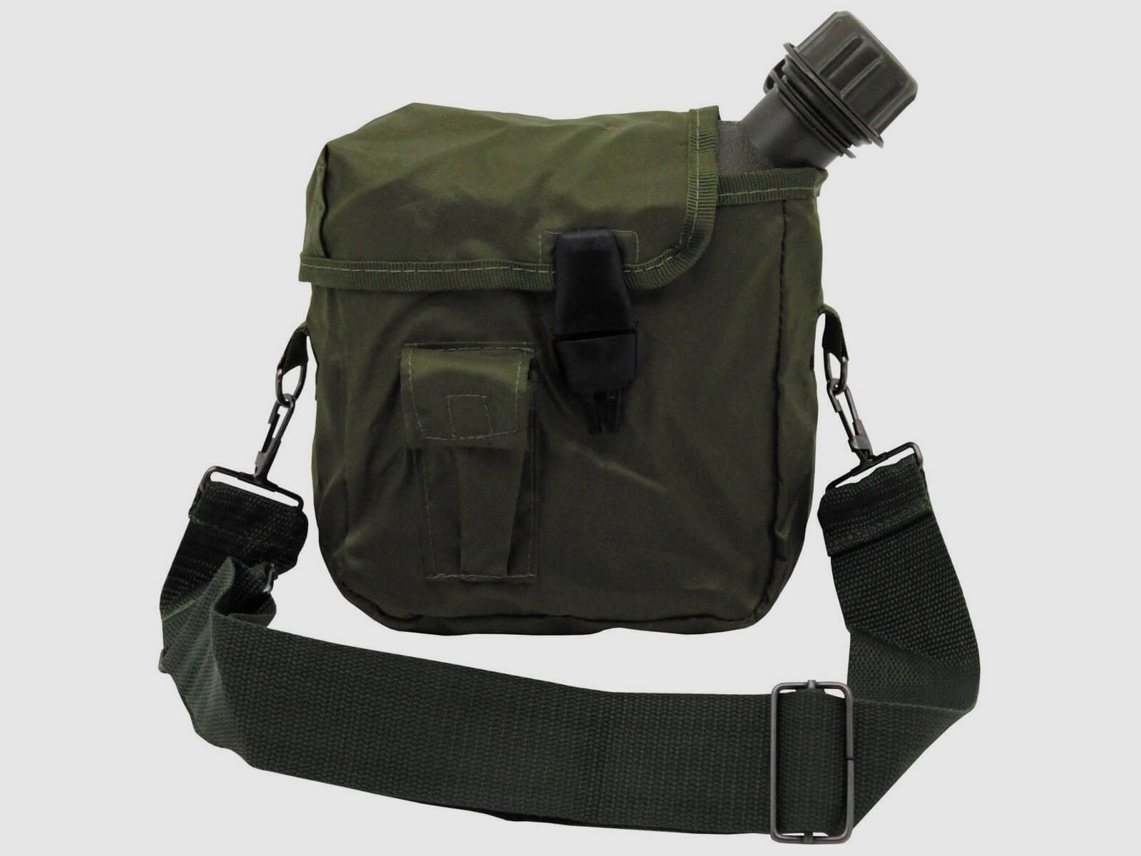 Fiaschetta militare quadrata 2 Qt oliva, con custodia