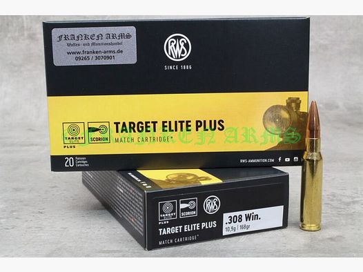 RWS Target Elite Plus 308 Win. 168gr. 10,9g 20 pezzi prezzo per quantità