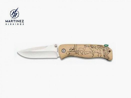 ALBAINOX Knife wood engraved deer