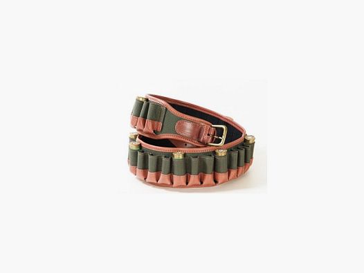 Gewehrpatronentasche aus grünem Cordura und Leder 30 Zellen Buffetteria Spadoni