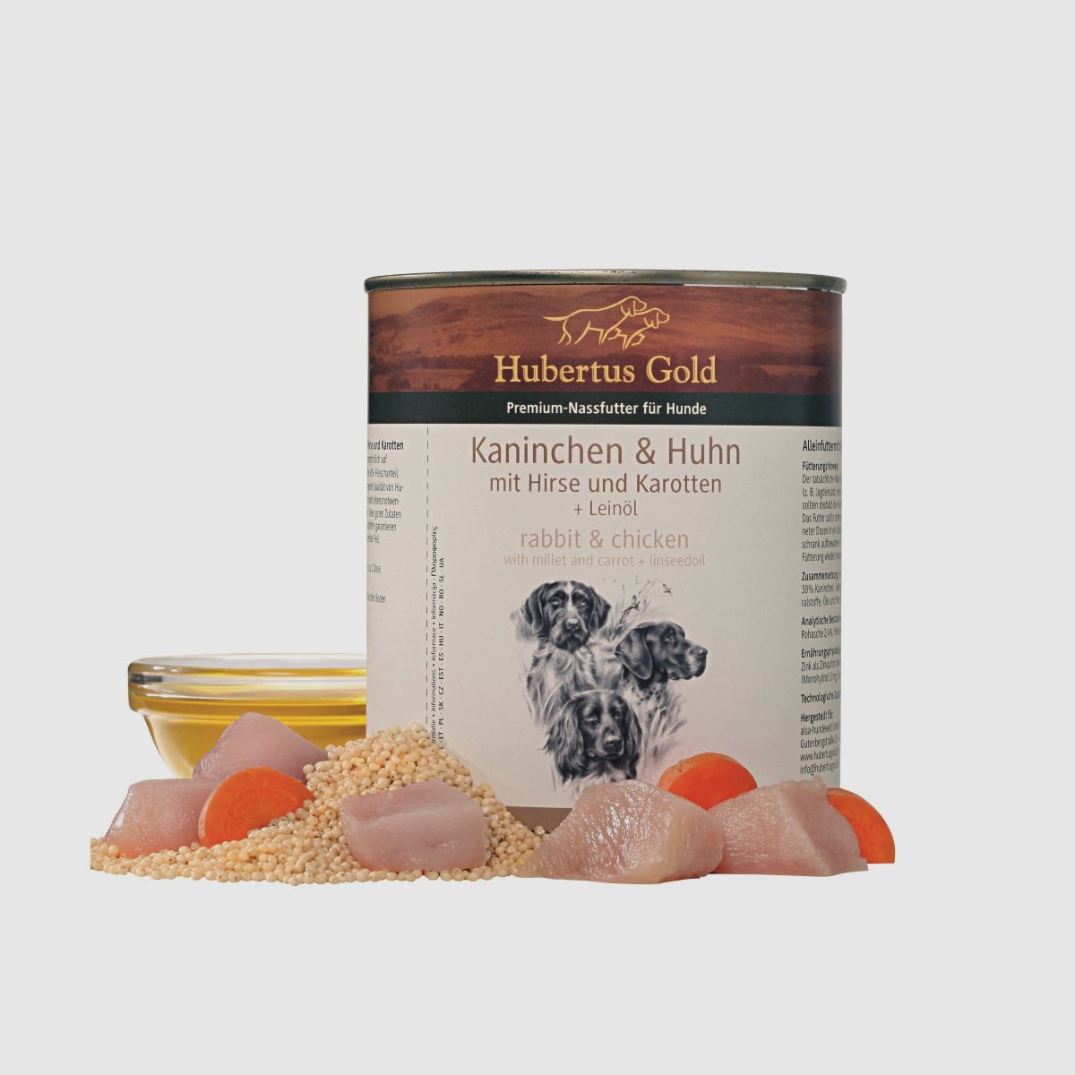HUBERTUS GOLD Conejo y Pollo con Mijo y Zanahorias 800g