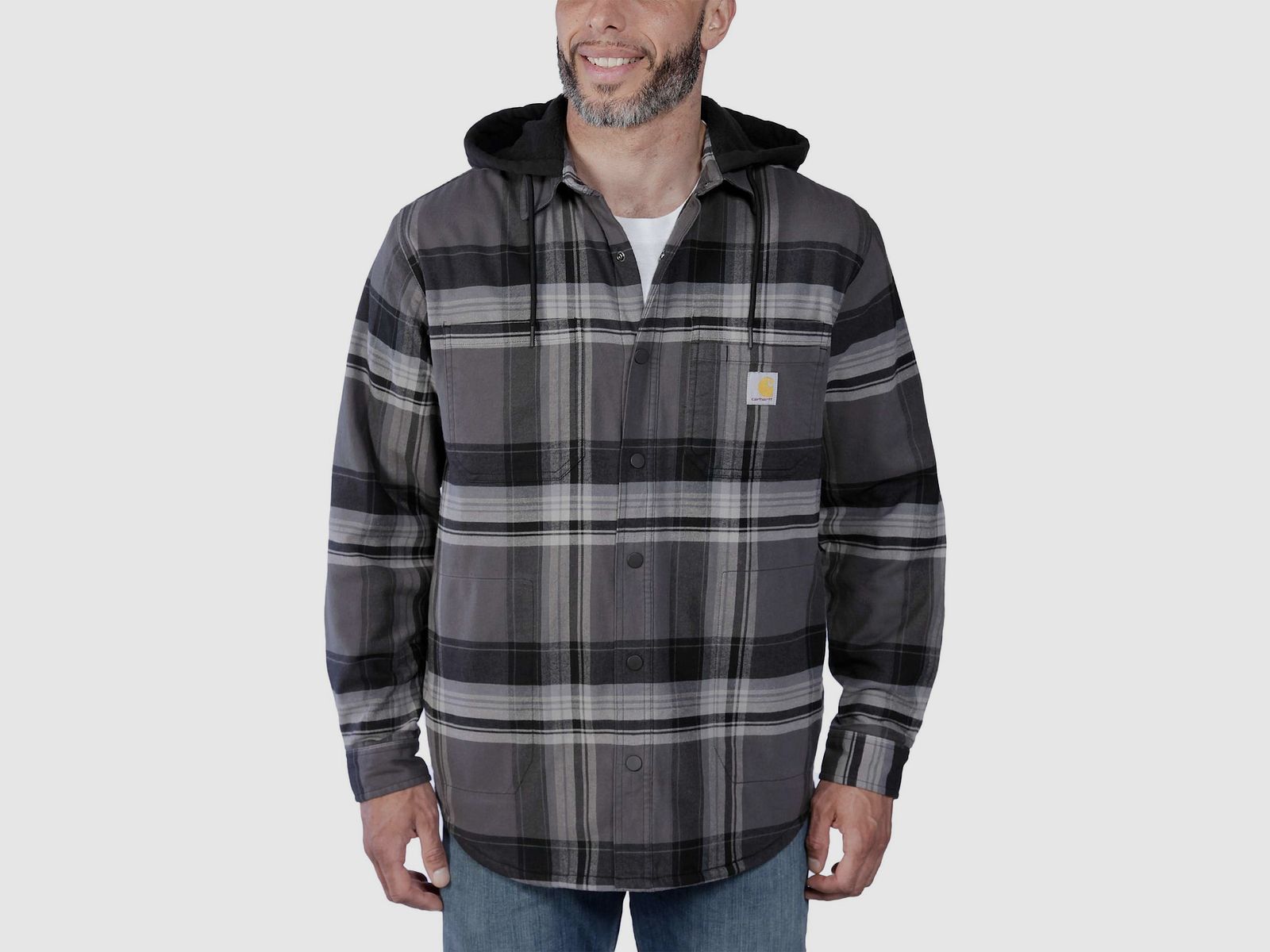 Carhartt Gevoerde Flanellen Overhemdjas Heren Zwart XL