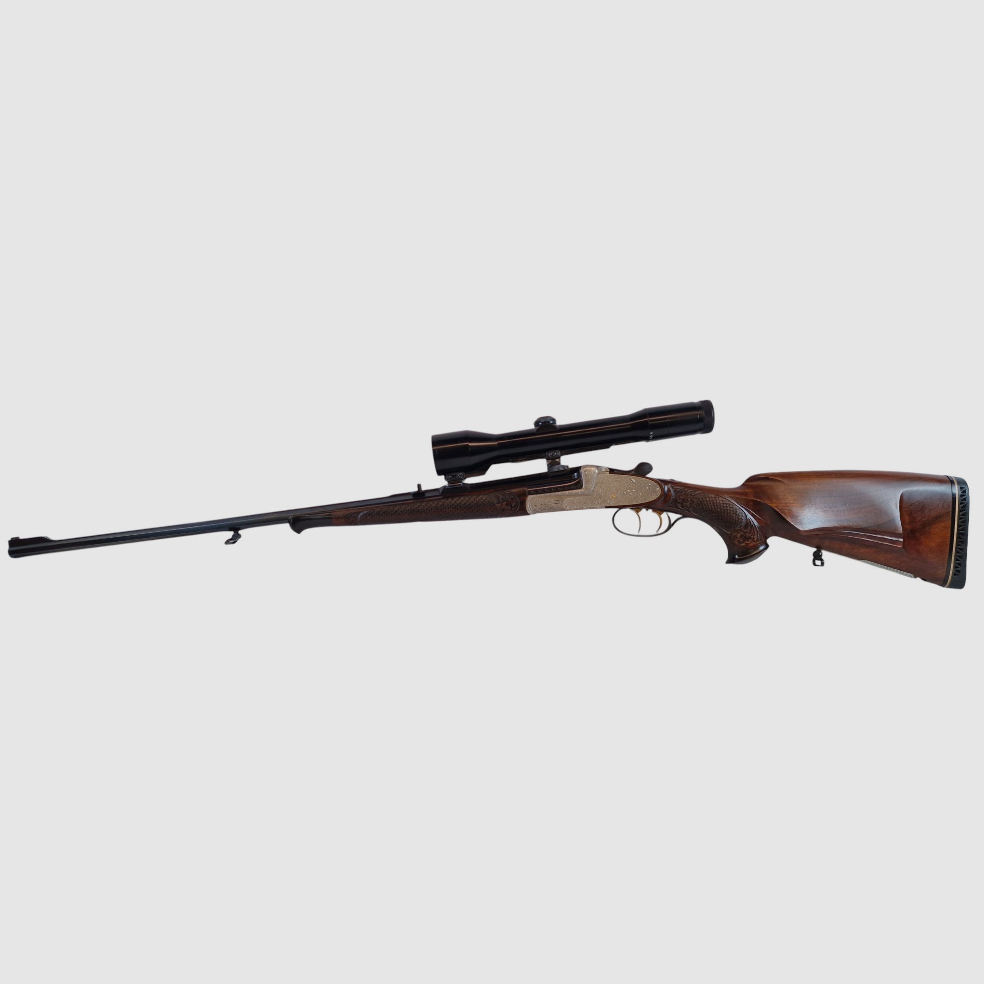 Outschar Ferlach Seitenschloss Kipplaufbüchse im Kal. 6,5x57R mit variabler Zeiss Optik