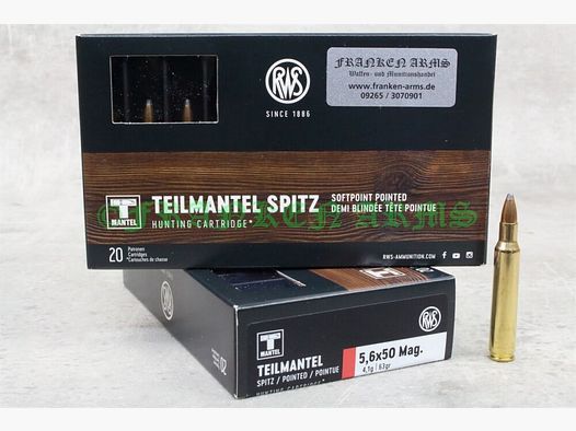 RWS Punta de Chaqueta Parcial 5,6x50 Mag. 63gr. 4,1g 20 piezas precio por volumen