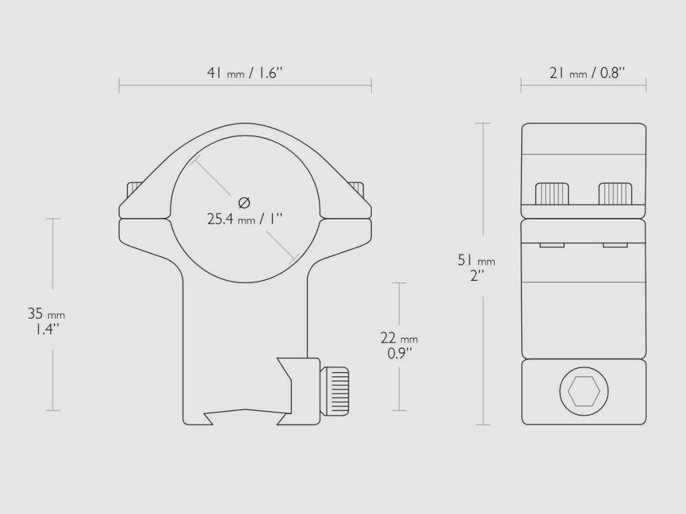 HAWKE Match Ring Mount, 9-11mm Prismenschiene, Tubus: 1" high