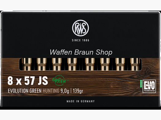 RWS 8x57 JS EVO GREEN 9,0g/139 grain 20 Stück