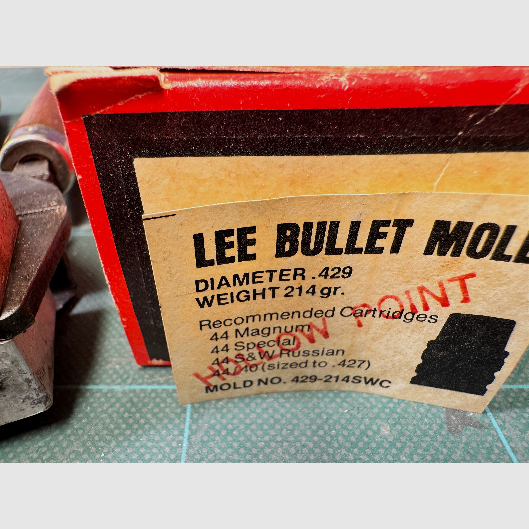Giesskokille Lee Bullet Mold 429-214 SWC 214gr, Hollow Point für 44 Magnum - 44 Special 