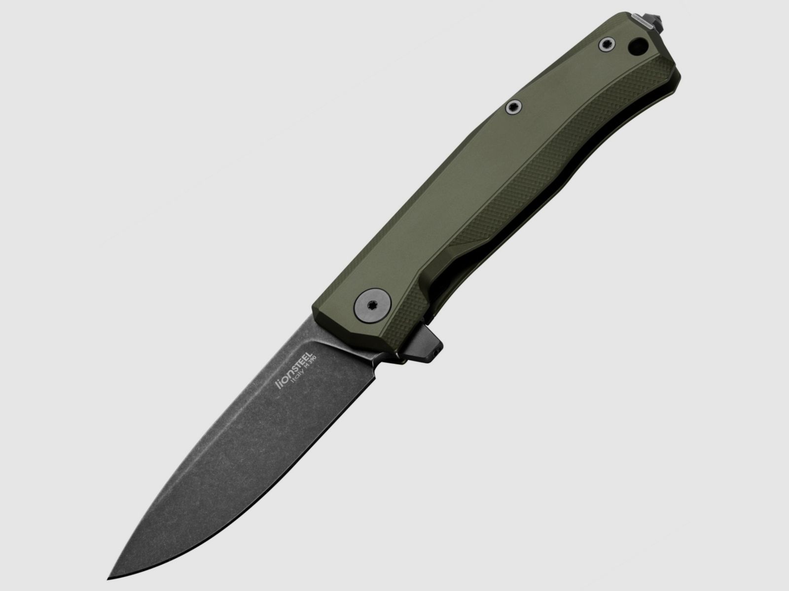 LionSteel Myto folding knife, green aluminum, PVD/Stonewashed M390 by Molletta (MT01A GB)