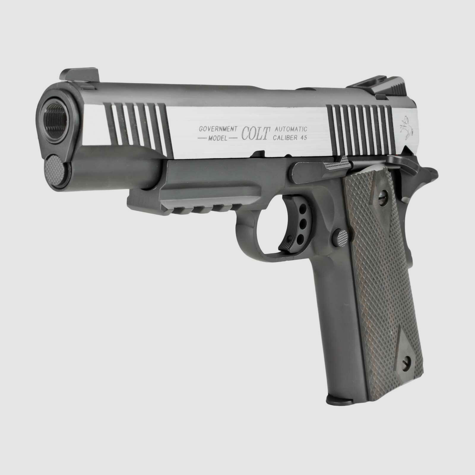Colt 1911 Railgun Bicolor Vollmetall Softair-Co2-Pistole Kaliber 6 mm BB Blowback (P18)