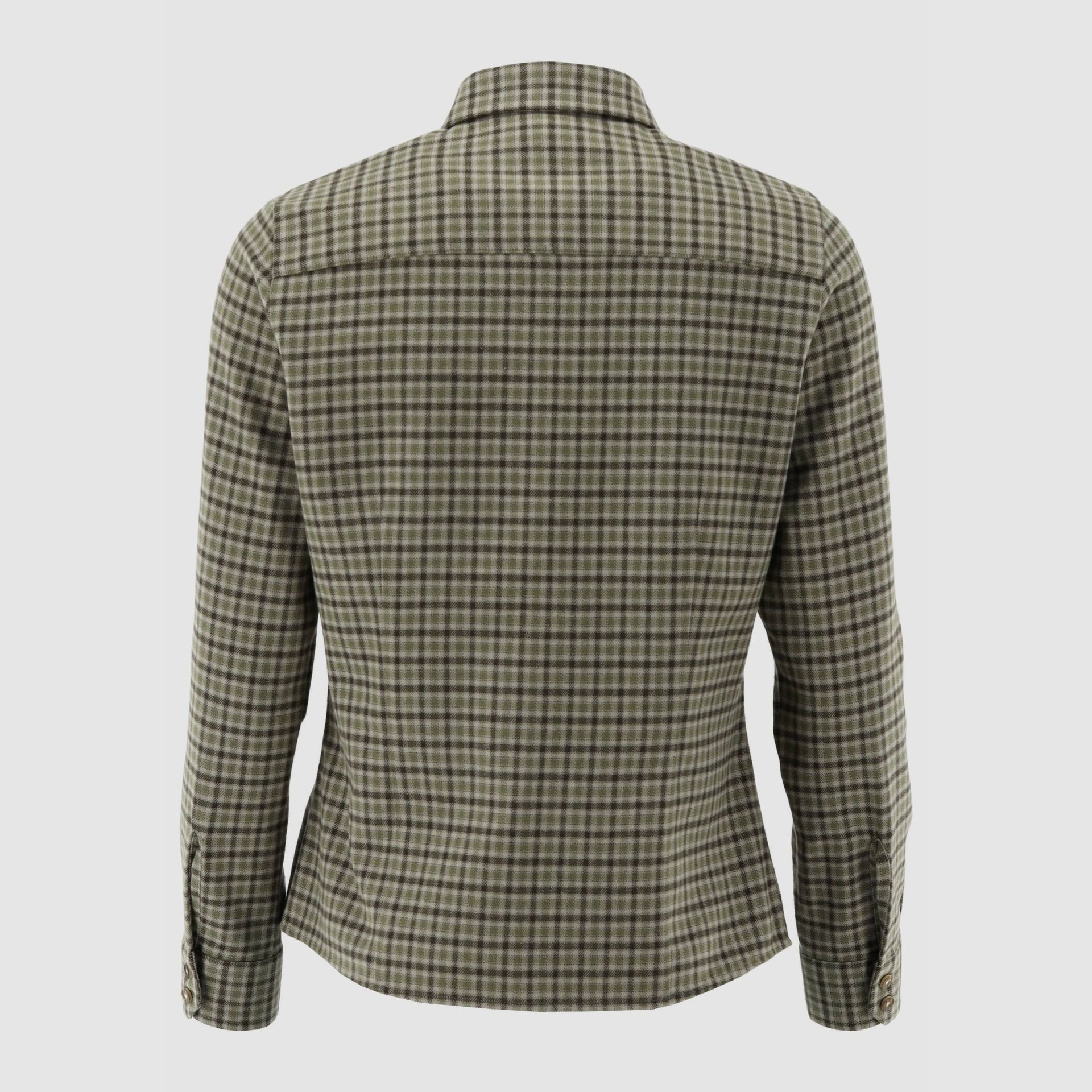OS-Trachten Dames blouse lange mouw – Flanel met haifishkraag, olijf, afbeelding 2 van 3