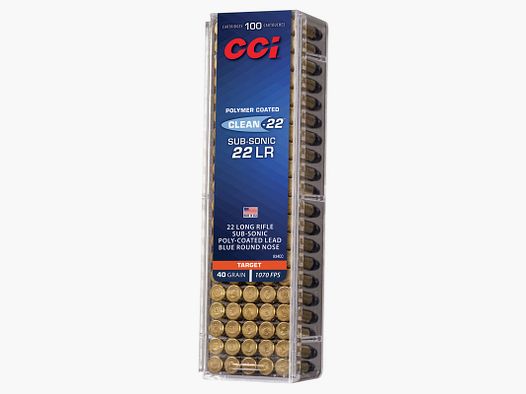 CCI Clean-22 Sub-Sonic .22 LR 40GR LRN 100 Patronen