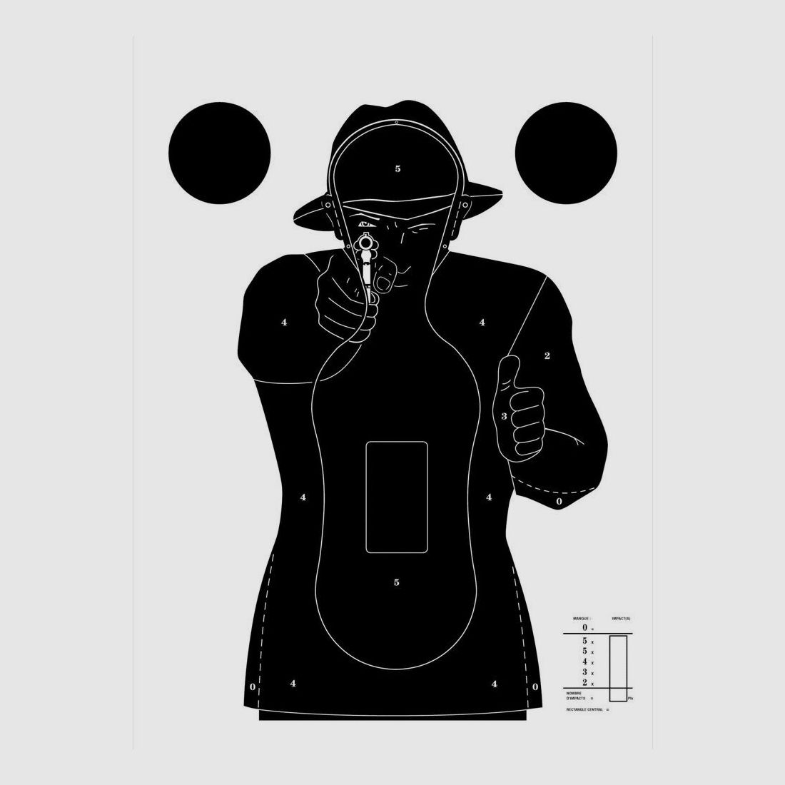 100 cibles cartons silhouette Police 51 x 71 cm Noire sur fond blanc, image 2 sur 3