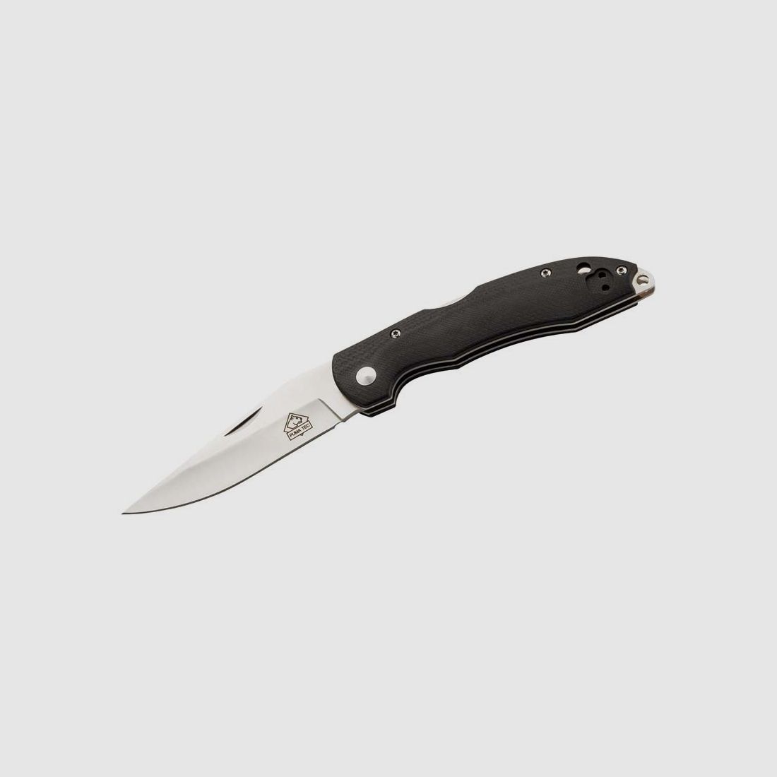 PUMA TEC Taschenmesser, Stahl AISI 420, Nagelhau, Back Lock, schwarze G10 Griffschalen, Edelstahlclip, Fangriemenöse