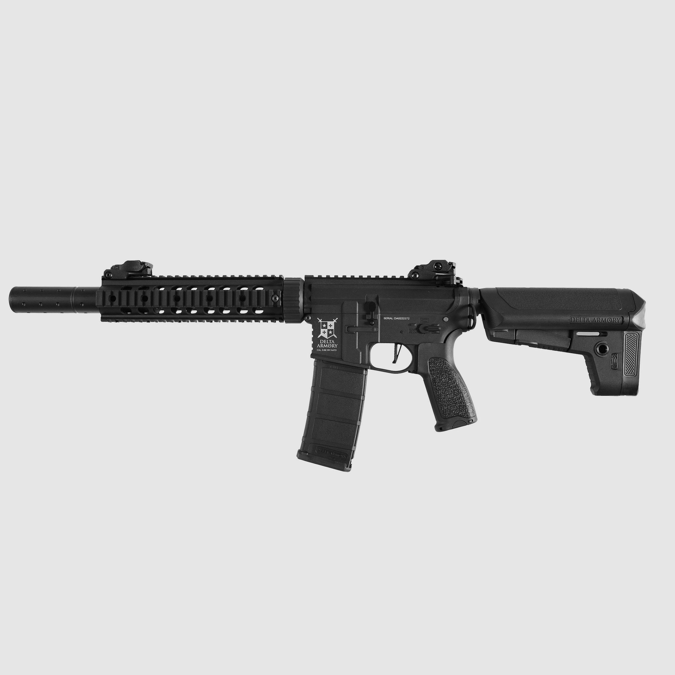 AR15 SilentOps 9 Zoll CHARLIE Schwarz S-AEG Softair Gewehr Frei ab 18 Jahren | Delta Armory