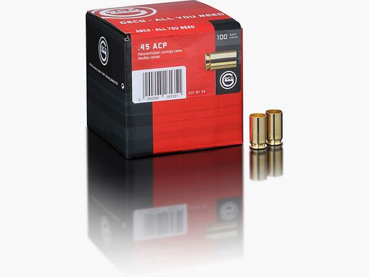 100 Stück NEUE GECO Wiederladerhülsen .45 ACP / .45 Auto|Boxerzünder/ verpackt in 100er Box #2318135