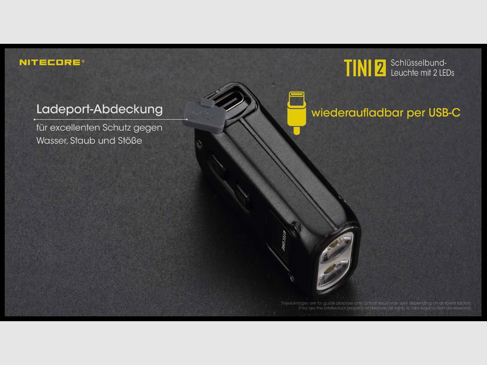 Nitecore TINI2 grau LED Taschenlampe 500 Lumen