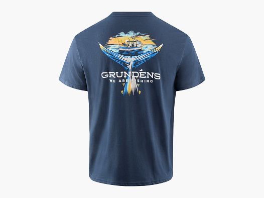 Grundens Tuna Tailscape SS T-Shirt Donker Marine L
