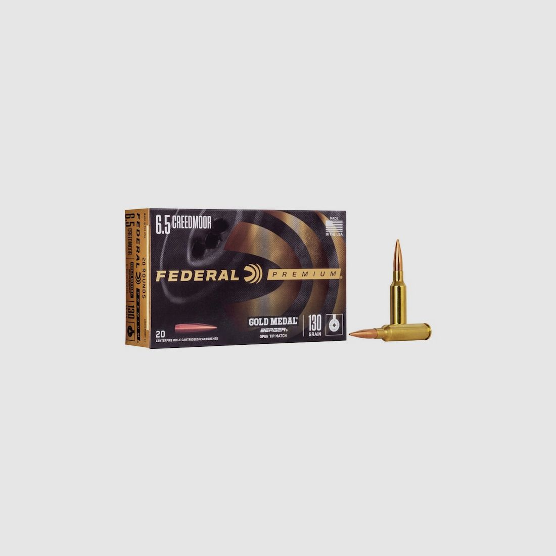Federal Premium Gold Medal Berger 6,5mm Creedmoor 130GR AR Hybrid OTM 20 Patronen
