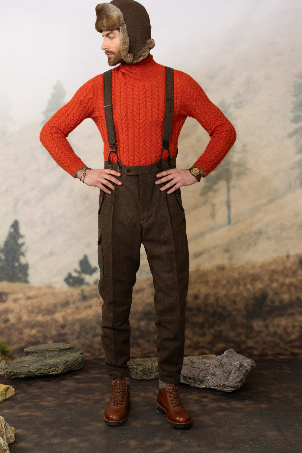 Habsburg Loden Hose m. Samtkanin Wallsee in Braun, Bild 1 von 4