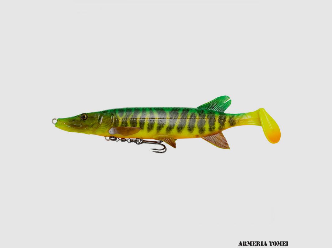 SAVAGE GEAR – 4D PIKE SHAD 20cm – 8″ 65g – 2 1/3 oz SLOW SINK SS 03 Fire Tiger