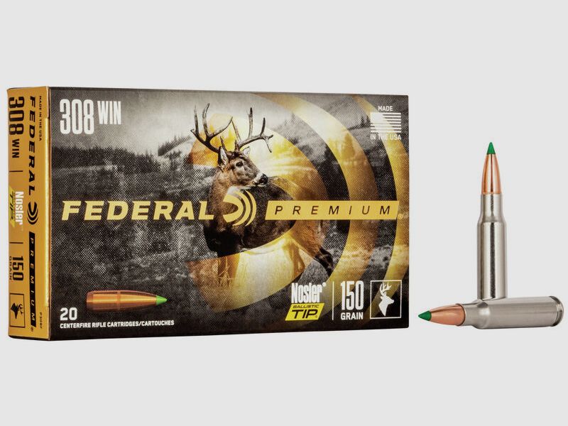 Federal Premium Nosler Ballistic Tip Hunting .308 Win. 150GR 20 Patronen