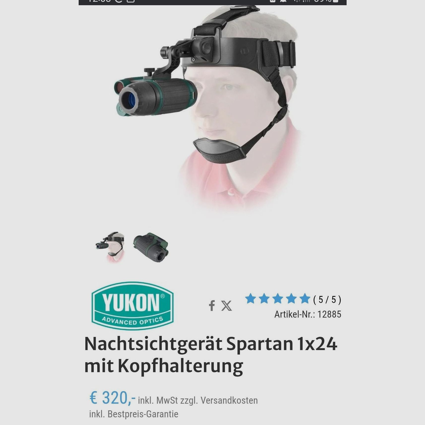 Yukon Nachtsicht mit Kopfhaltung Jagd Vorsatzgerät