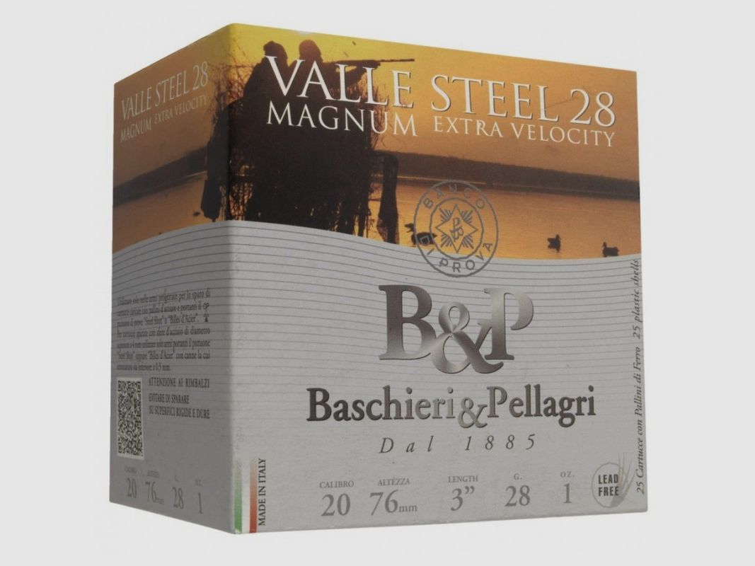 100 Stalen patronen Valle Steel kal. 20/76 lood n4