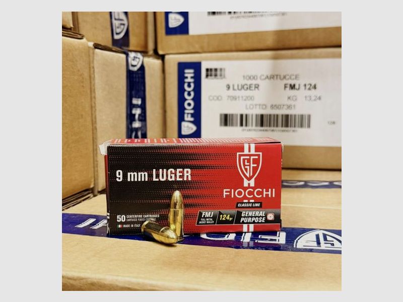 Fiocchi 9mmLuger 124grs FMJ - 269€ per 1000 Schuss!