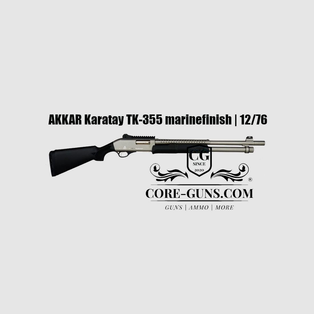 AKKAR Karatay TK-355 vernickelt Vorderschaft-Repetierflinte Kaliber 12/76	 TK355 VSRF