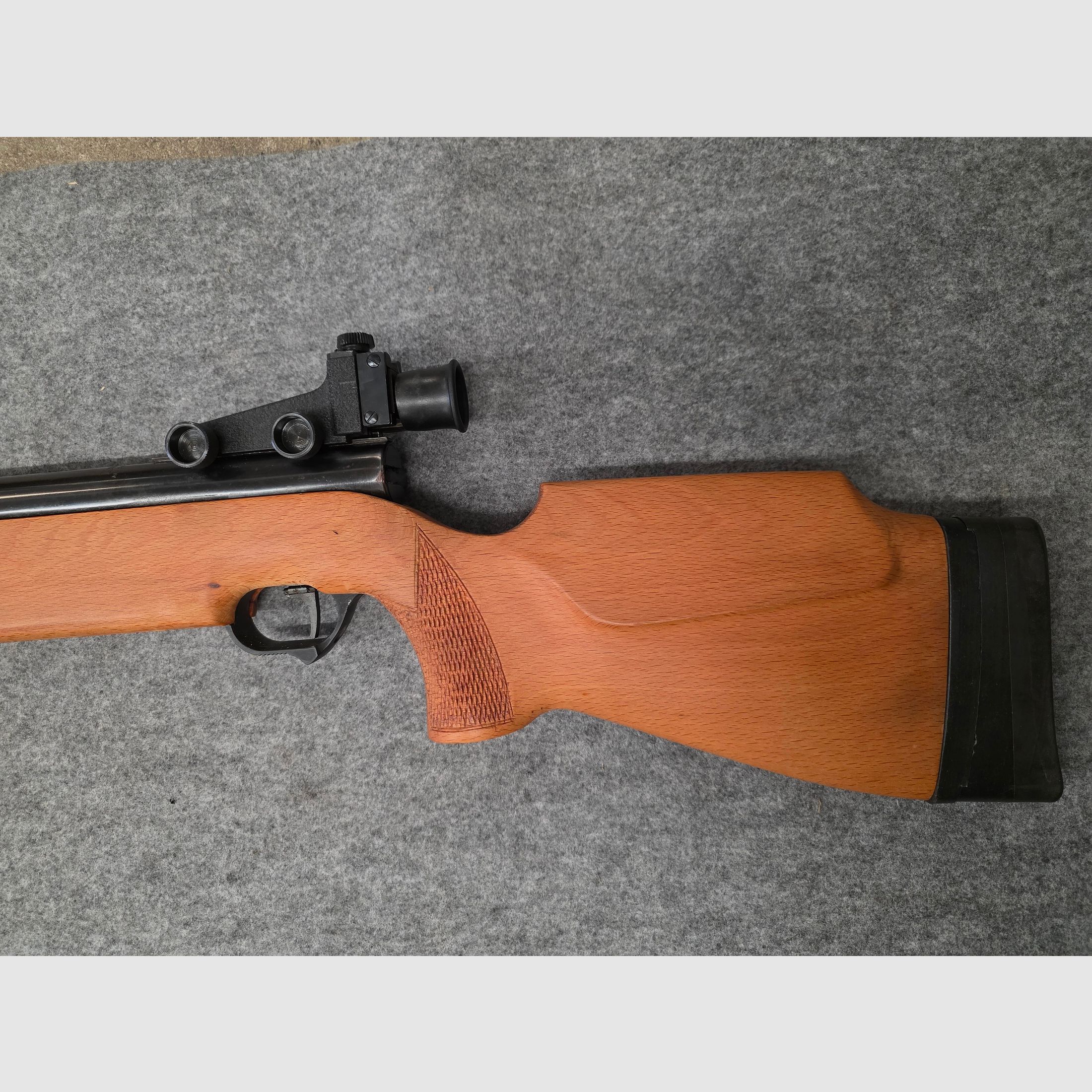 Im seltenen Holzschaft Monte Carlo Haenel Seitenspanner Mod. 312  mit Diopter im  guten Zustand cal. 4,5mm Diabolo