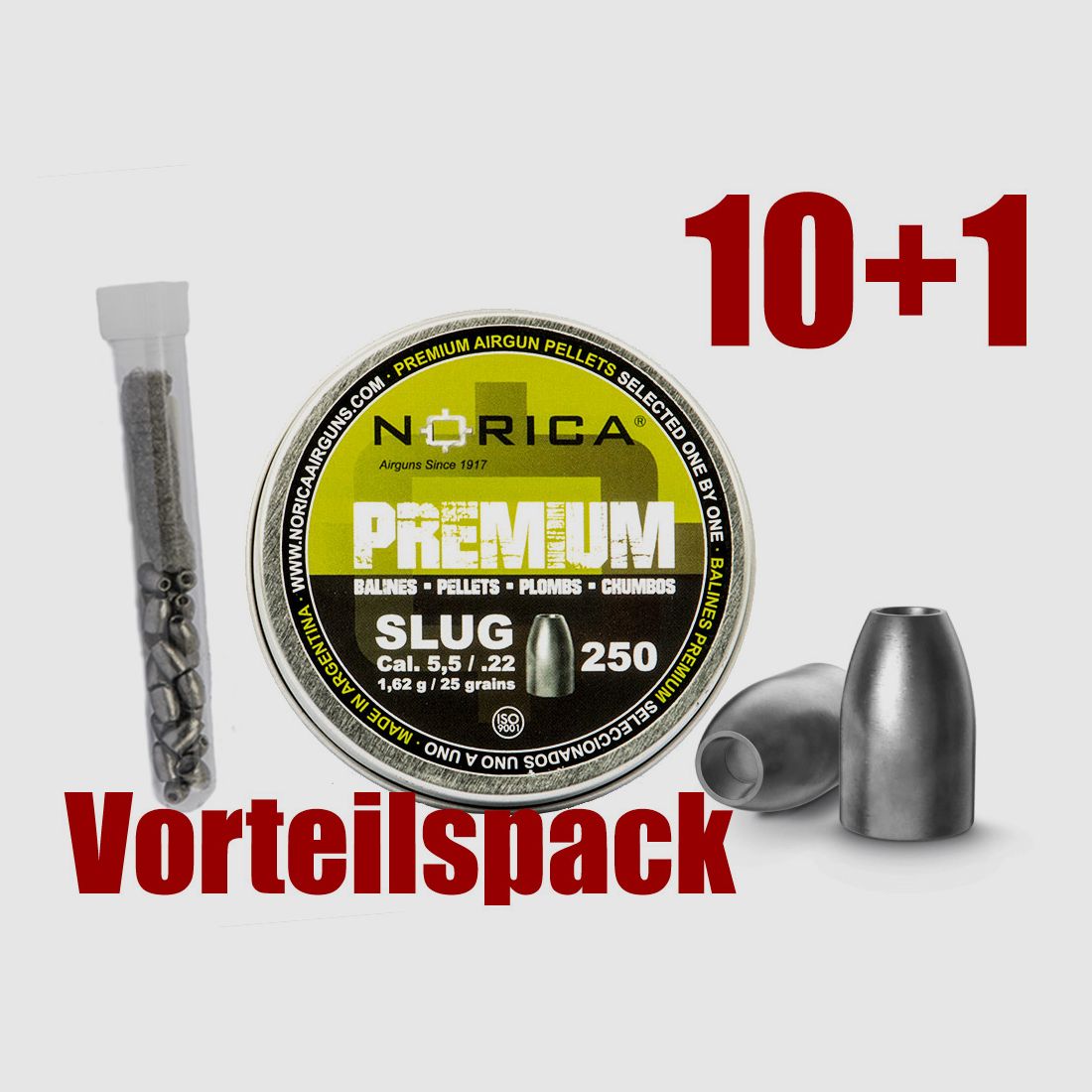 Testpack Hohlspitz Diabolos Norica Premium Slug Kaliber 5,5 mm 1,62 g glatt 20 StĂĽck