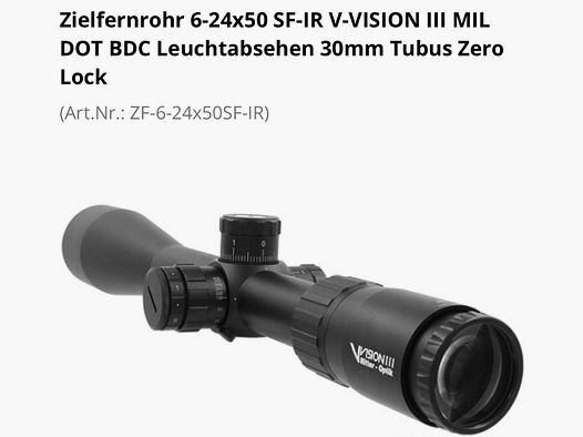 Ritter Vision 6-24x50 SFP riflescope with Recknagel Weaver mount