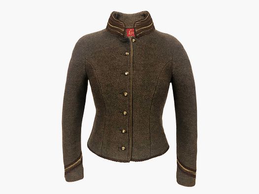 Litzlfelder elegante Damen-Strickjacke mit Schößchen braun