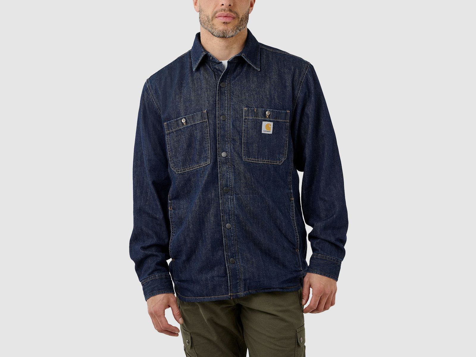 Carhartt Denim Shirt Fleece Lined Men's Glacier L
