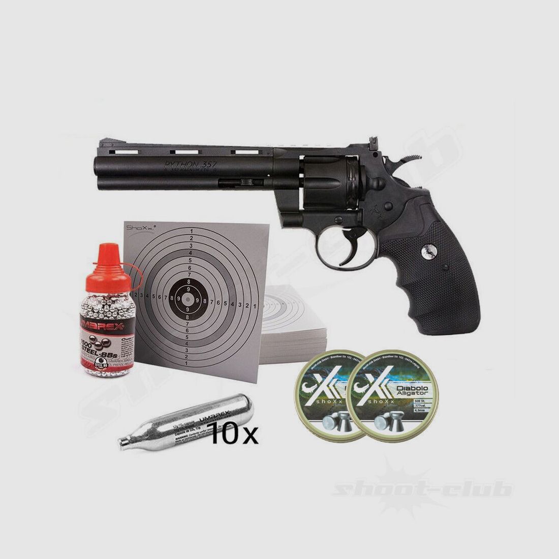 Colt Python 6 Zoll CO2 Revolver für 4,5 mm BB & Diabolos im Set