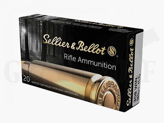 .308 Winchester 180 gr / 11,7 Cabeza redonda de media chaqueta Sellier & Bellot Cartuchos 20 Piezas