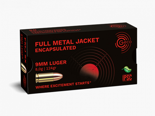 GECO 9MM LUGER SX - FMJ 124 GRS. - 50 COUPS - NON-TOX