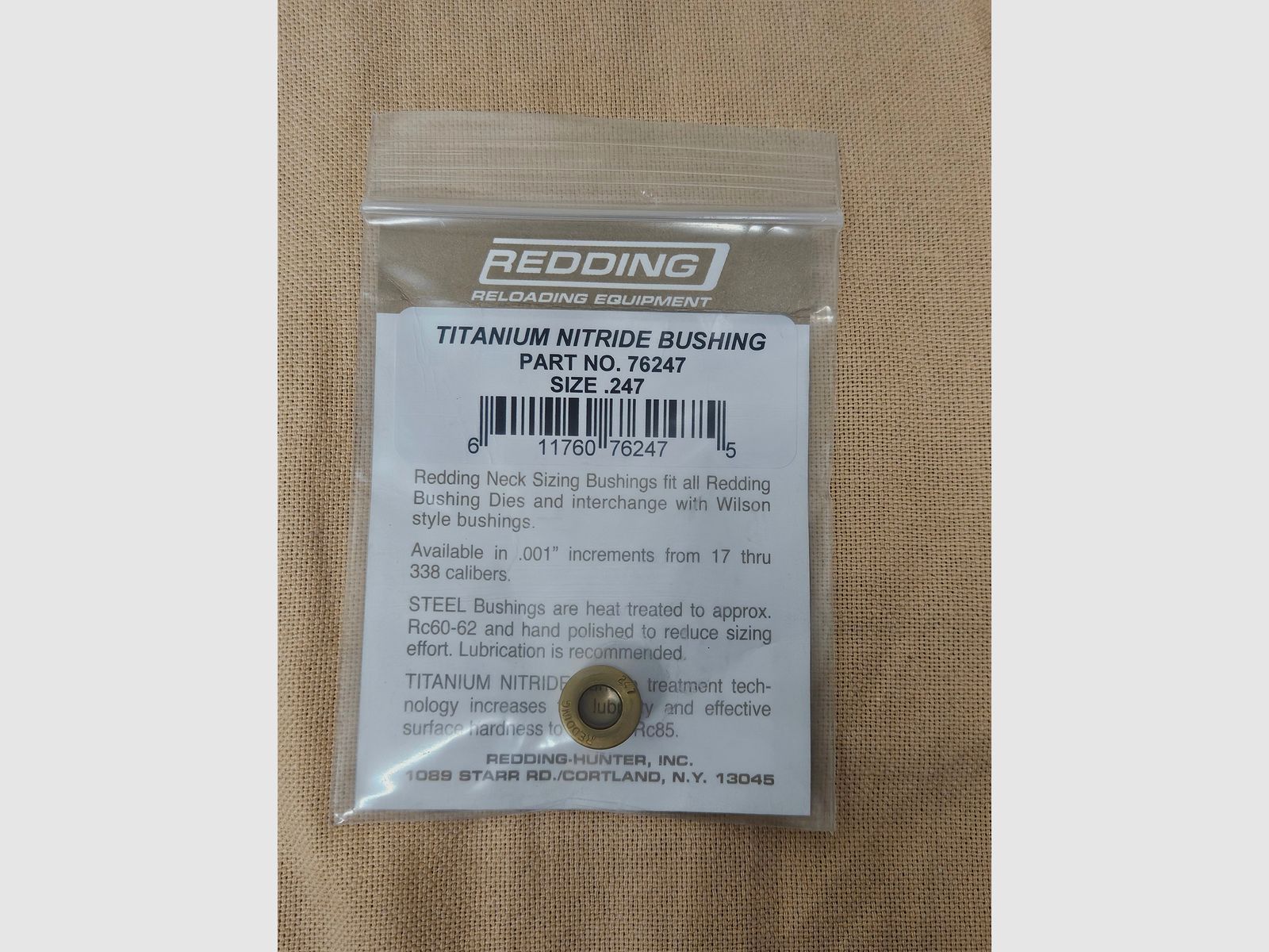 Redding Bushing .247 Titannitrid beschichtet. Für Matrizen Typ "S" Kalibriermatrize, Art.-Nr.: 76247