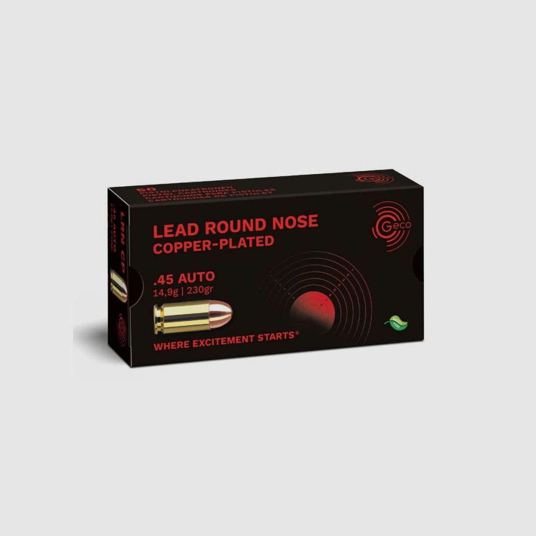 GECO .45 Auto Lead Round Nose, copper-plated 14,9g/230gr - 50 Patronen