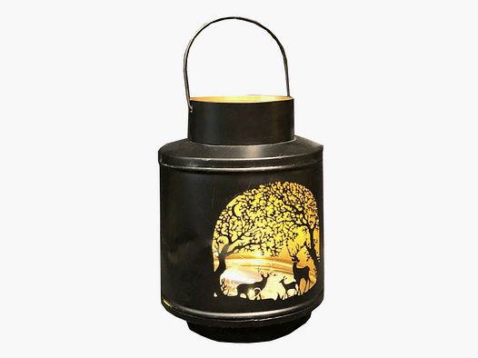 Decorazione Lovergreen motivo lanterne in metallo verniciate motivo: famiglia di cervi