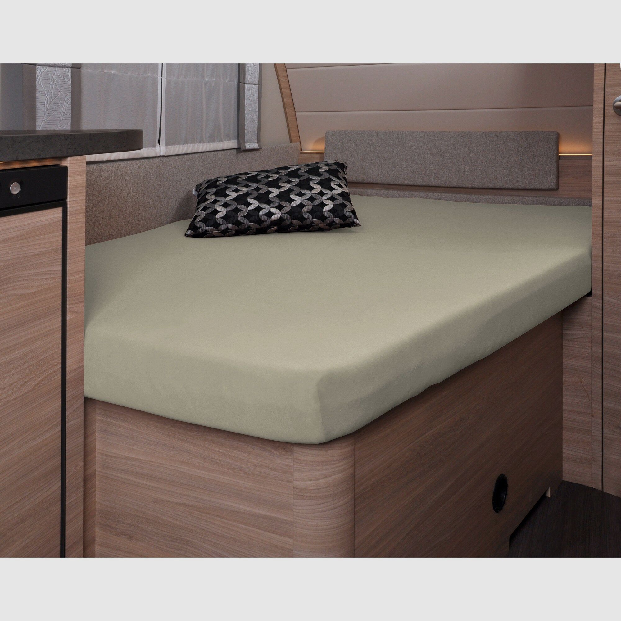 Lenzuolo con angoli, 137 x 195 (110 / 90) cm per letto francese in caravan, titanium, immagine 3 di 4