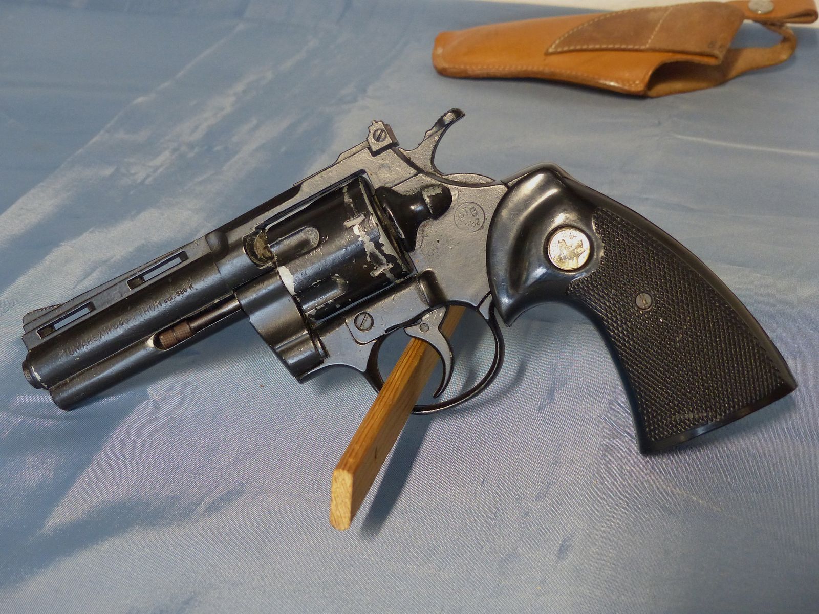 Schreckschuss Gas Revolver Umarex Python Cal. .380 Knall PTB 282 mit Holster + Abschussbecher vintage