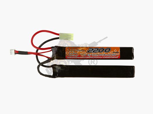 Airsoft LiPo Akku 7.4V 2200mAh 15C Stock Twin Type - VB Power