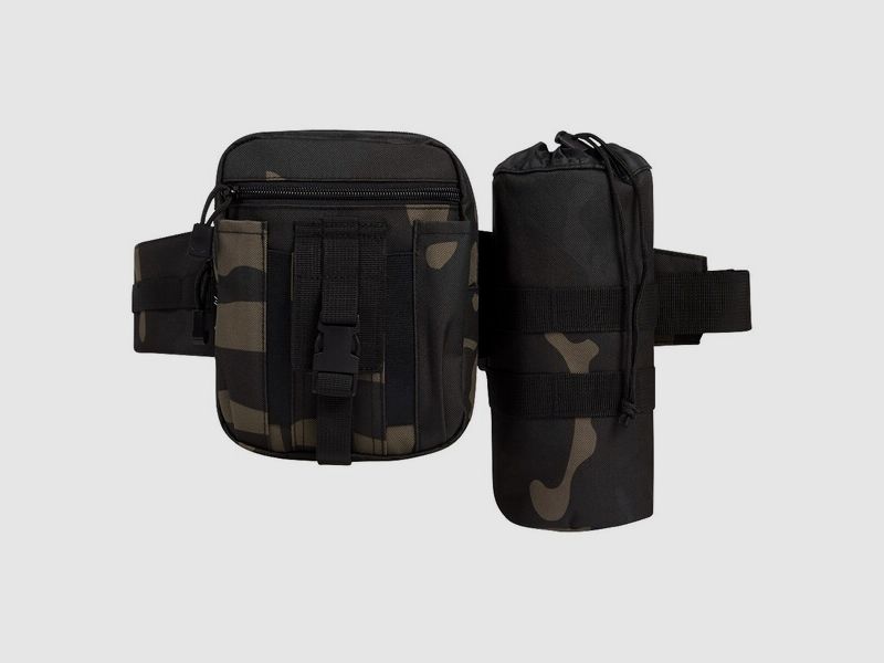 Brandit Taillengürtel "Allround" mit Tasche + Flaschenhalter - Dark Camouflage